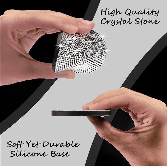 Silver Bling Rhinestone Car Cup Holder Coaster, 2 Pack - Picture 3 of 5